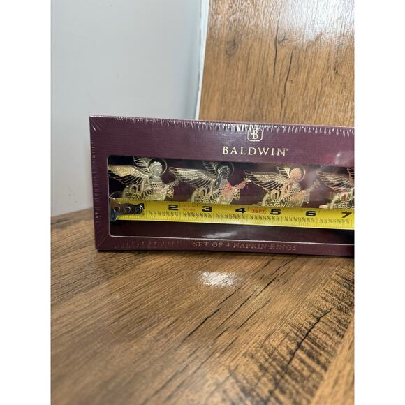 Baldwin Renaissance Angel Napkin Rings Set of 4 Gold NIB Christmas Holiday - Picture 2 of 3